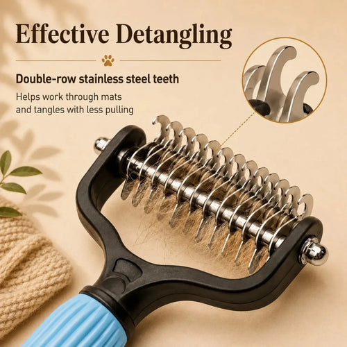 Pet Detangling Comb for Dogs and Cats - Stainless Steel Grooming Tool for Loose Hair Removal, Light Mats, Tangles, Shedding, and Daily Coat Care