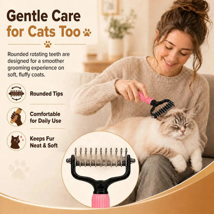 Pet Detangling Comb for Dogs and Cats - Stainless Steel Grooming Tool for Loose Hair Removal, Light Mats, Tangles, Shedding, and Daily Coat Care