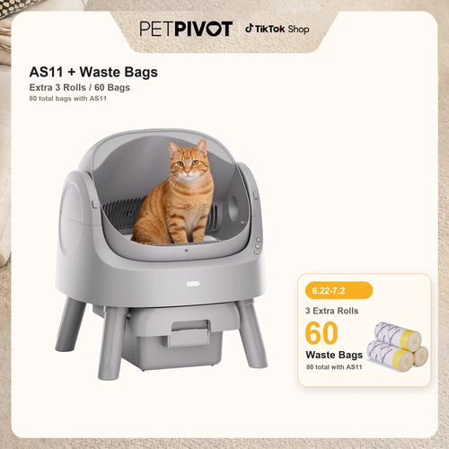 Petpivot Autoscooper 11 Open-Top Automatic Self-Cleaning Cat Litter Box with Bonus 60 Waste Bags (80 Total) - Limited-Time Offer Until July 2
