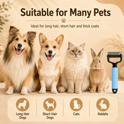 Pet Detangling Comb for Dogs and Cats - Stainless Steel Grooming Tool for Loose Hair Removal, Light Mats, Tangles, Shedding, and Daily Coat Care