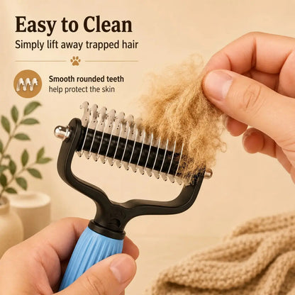 Pet Detangling Comb for Dogs and Cats - Stainless Steel Grooming Tool for Loose Hair Removal, Light Mats, Tangles, Shedding, and Daily Coat Care